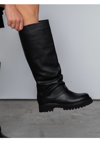 Ylva Siyah Hakiki Deri Kadın Çizme