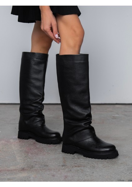 Ylva Siyah Hakiki Deri Kadın Çizme modelleri