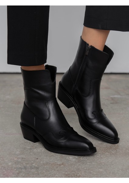 Krowe Siyah Hakiki Deri Kadın Bot fiyatları