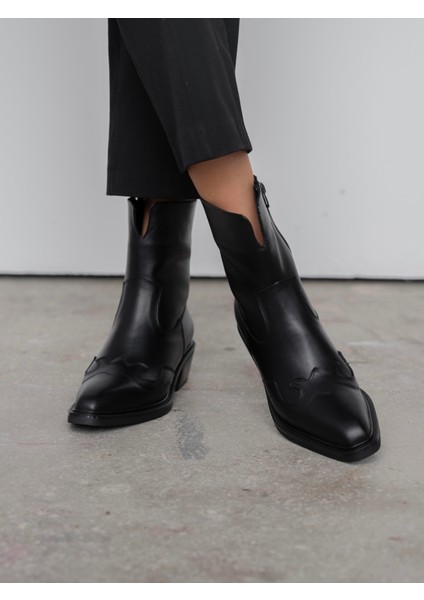 Krowe Siyah Hakiki Deri Kadın Bot modelleri