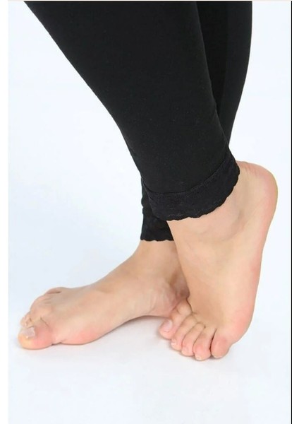 Pamuklu Uzun Paçaları Dantelli Ağlı Büyük Beden Kadın Tayt modelleri