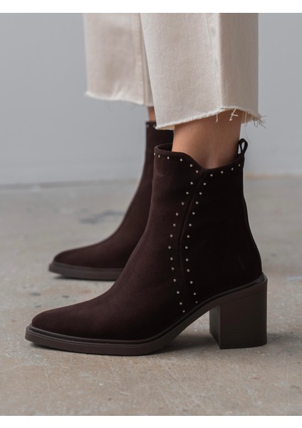 Hera Kahve Süet Hakiki Deri Kadın Bot
