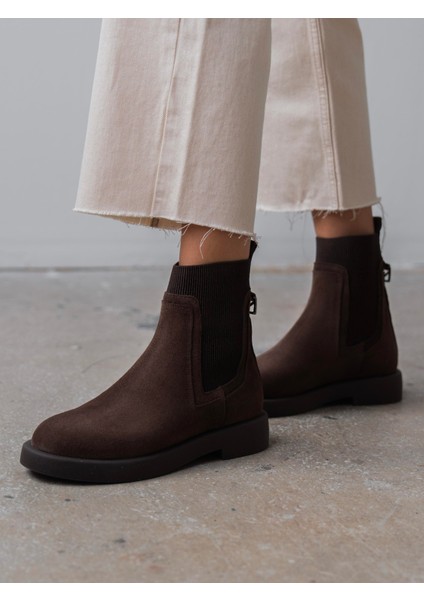 Viel Kahve Süet Hakiki Deri Kadın Bot
