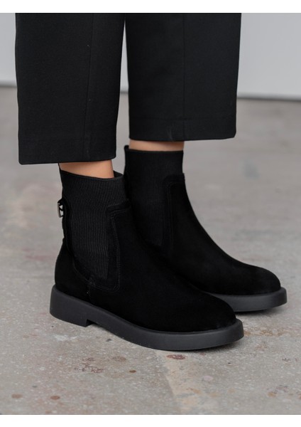 Viel Siyah Süet Hakiki Deri Kadın Bot modelleri