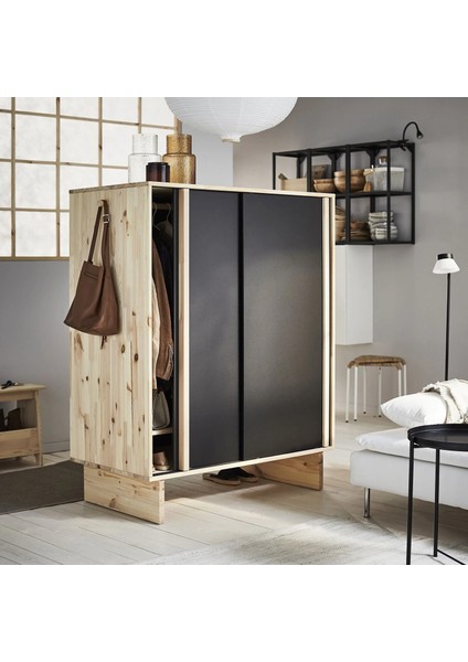Glamberget Sürgü Kapaklı Gardırop Çam Siyah 117 x 63 x 150 Cm fırsatları