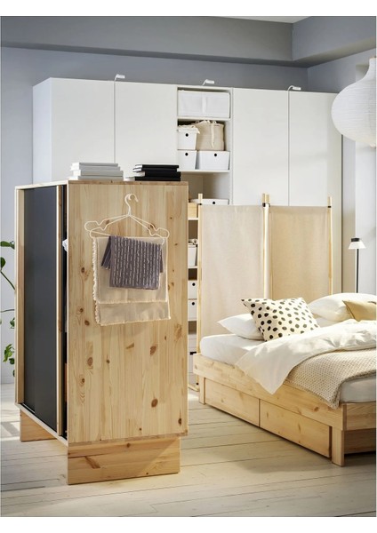 Glamberget Sürgü Kapaklı Gardırop Çam Siyah 117 x 63 x 150 Cm