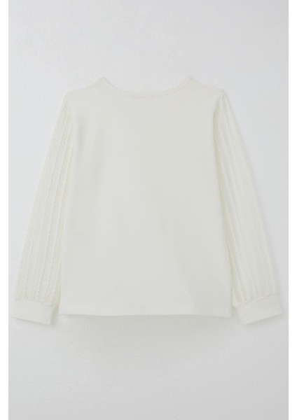 Kız Çocuk Bluz Kolları Tüllü 8-12 Yaş, Ekru fiyatları