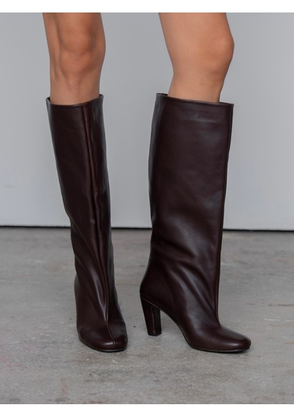 Nuvin Kahve Hakiki Deri Kadın Çizme fırsatları