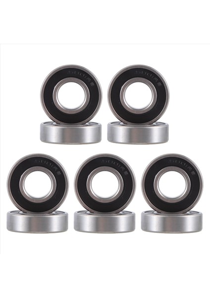 6001RS Derin Oluk Topu 28 x 12 x 8 mm 10 Adet, Gümüş ve Siyah (Yurt Dışından)