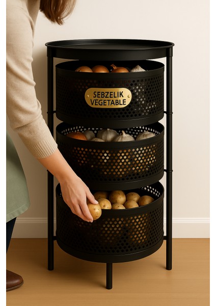 3 Bölmeli Patates ve Soğan Sepeti Patateslik Soğanlık Sebzelik Paslanmaz Metal Dekoratif Düzenleyici fiyatları