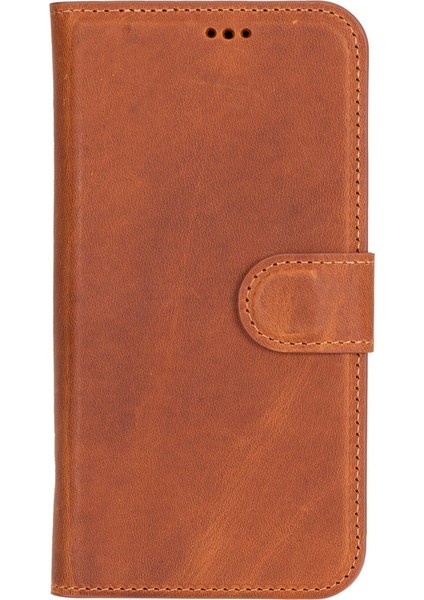 Apple iPhone 16 Uyumlu, Hakiki Deri, El Yapımı, Cüzdanlı Kılıf, Karamel fırsatları