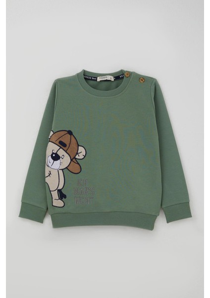 Erkek Çocuk Eşofman Takımı Sevimli Ayıcık Nakışlı 1-4 Yaş, Haki Yeşil fiyatları