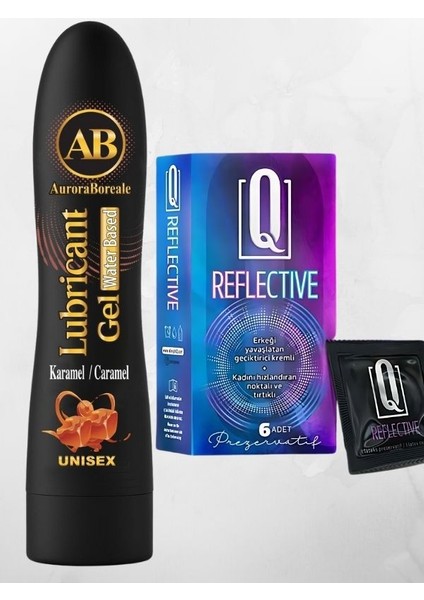 Karamel Aromalı Yenilebilir Jel 125 ml Q Reflective 6'lı Kondom Set Süper XWQ99VL84TFGV