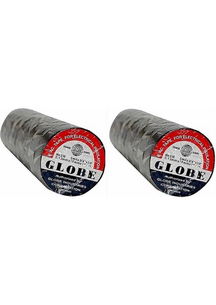 0.13 mm x 19 mm x 10 mm Izole Bant Elektrikçi Bandı Siyah 20'li Paket