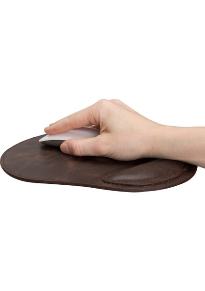 Bileklikli Deri Mouse Pad Antik Koyu Kahve fırsatları