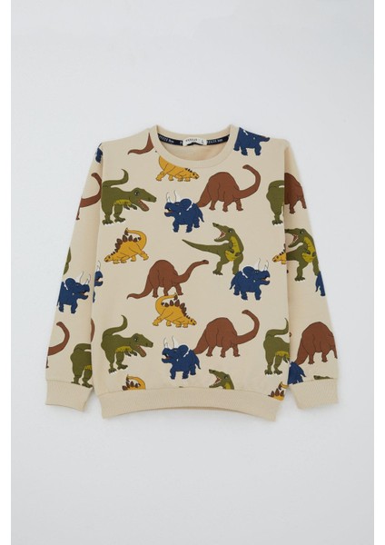 Erkek Çocuk Eşofman Takım Dinozorlar Alemi Desenli 4-8 Yaş, Bej fiyatları