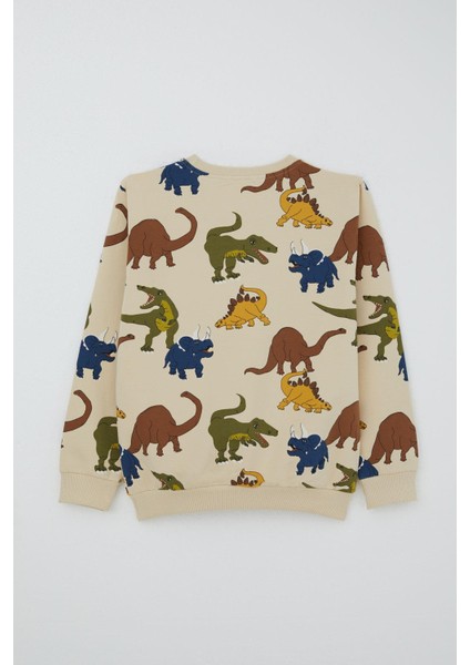 Erkek Çocuk Eşofman Takım Dinozorlar Alemi Desenli 4-8 Yaş, Bej fırsatları