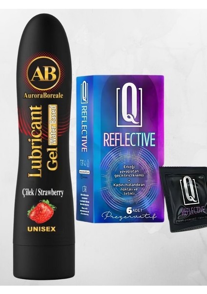 Çilek Aromalı Yenilebilir Jel 125 ml Q Reflective 6'lı Kondom Set Süper XWQ99V44TFGV