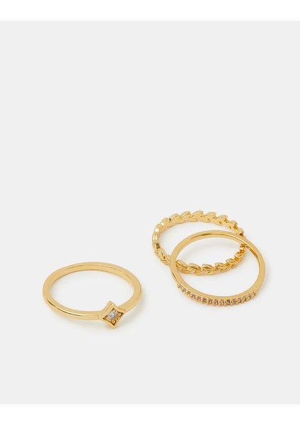 Z Yüzük Seti x 3 Xs 14 Ayar Altın Kaplama