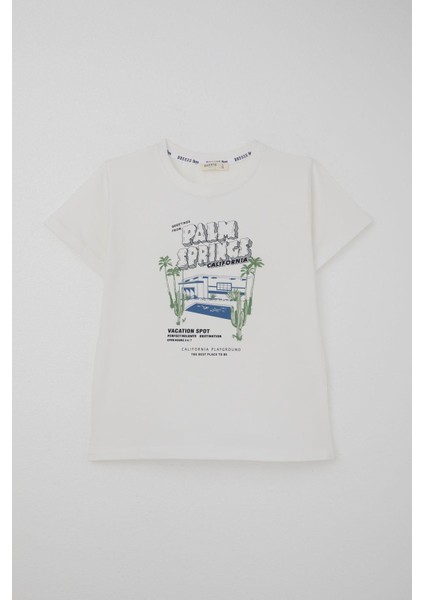 Erkek Çocuk Şortlu Takım Tatil Temalı Palmiye Ağacı Baskılı 5-9 Yaş, Beyaz fiyatları