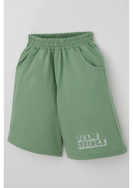 Erkek Çocuk Şortlu Takım Tatil Temalı Palmiye Ağacı Baskılı 5-9 Yaş, Beyaz