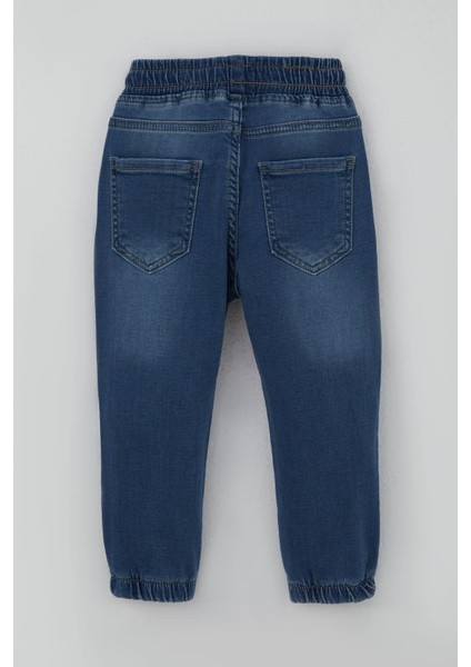 Erkek Çocuk Jean Pantolon Beli Paçası Lastikli Bağcıklı 1.5-5 Yaş, Mavi fiyatları