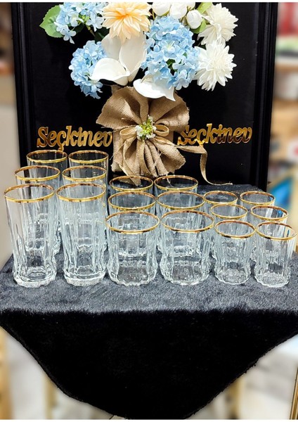 Seçkinev Gaia 18 Parça Gerçek Yaldızlı Su Bardağı Takımı (Paşabahçe Cam) fırsatları