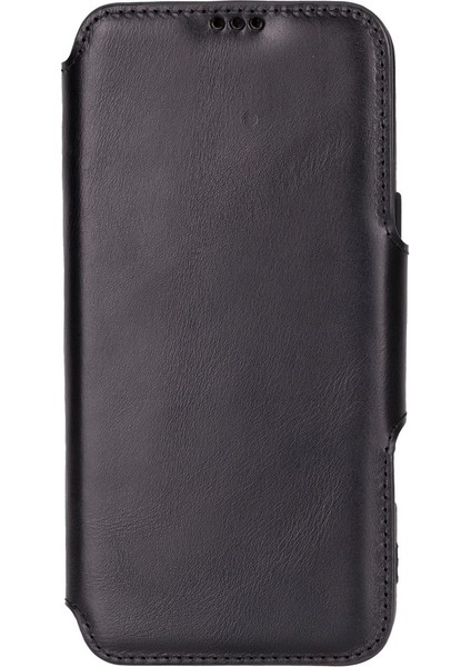 Apple iPhone 16 Pro Max Uyumlu, Hakiki Deri, El Yapımı, Cüzdanlı Kılıf, Parlak Siyah modelleri