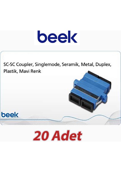 Sc-Sc Coupler 20 Adet , Singlemode, Seramik, Metal, Duplex, Plastik, Mavi Renk
