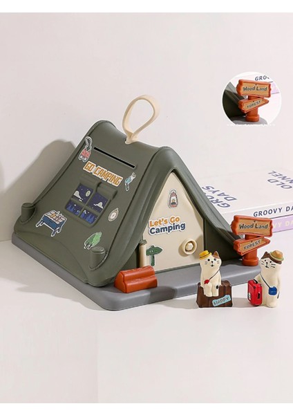 Kamp Macerası Işıklı Çadır Kumbara – Sticker Hediyeli Çocuk Gece Lambası Yeşil Renk fiyatları