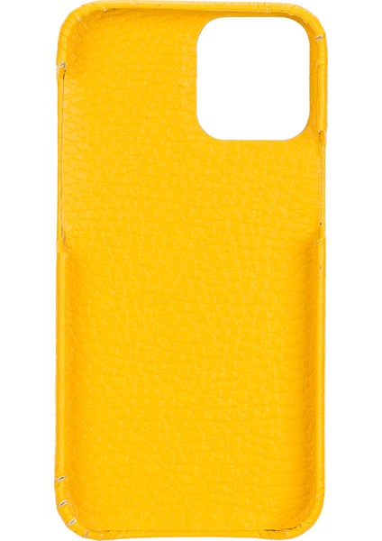 Apple iPhone 12 Mini Uyumlu Deri Arka Kapak F360 FL12 Sarı modelleri