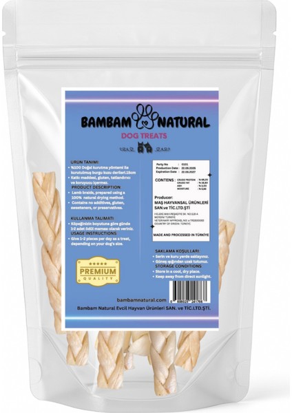 Köpek Çiğneme ve Ödül Mamaları 2'li Paket 200GR Kuzu Deri ve Dana Gırtlak modelleri