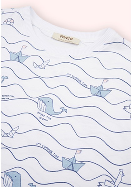 Erkek Çocuk Baskı Detaylı Beyaz Tişört modelleri