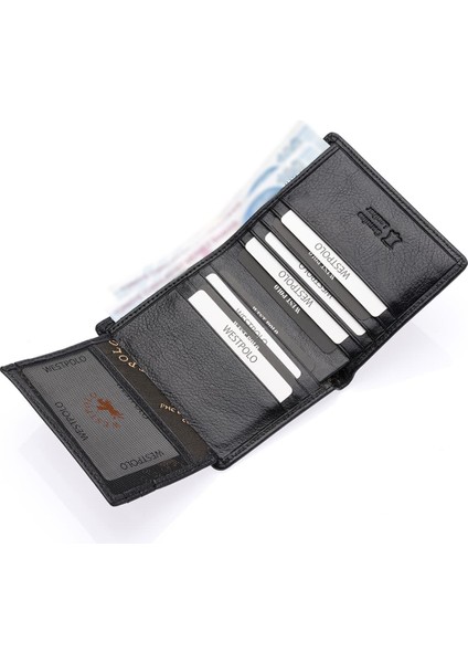 Alde Hakiki Deri Kağıt Para ve Bol Kart Bölmeli Erkek Cüzdanı - Siyah fırsatları
