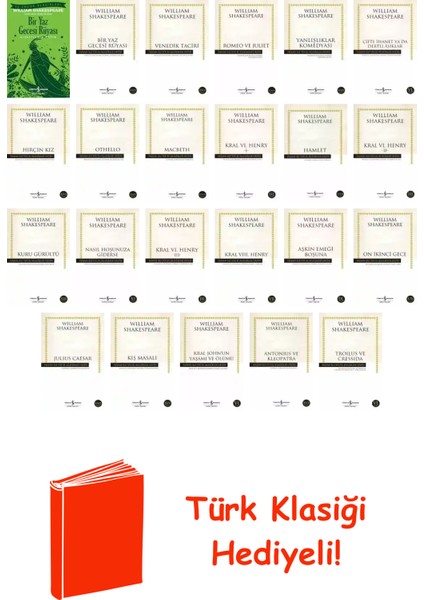 William Shakespeare 23 Kitap Seti + Türk Klasiği Hediye
