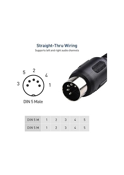 Matters 2'li Paket 5 Pin Dın Mıdı Kablosu, 5 Pin Mıdı Kablosu - 3m modelleri