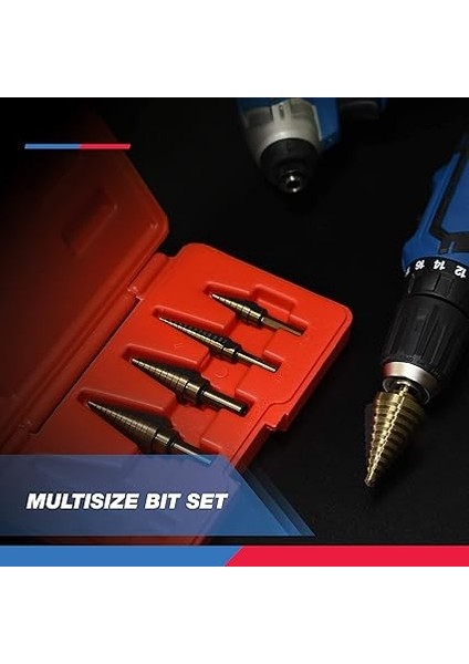 10197A Titanyum Kademeli Matkap Ucu Seti Hss | 5 Parçalı | Toplam 50 Boyut indirimleri