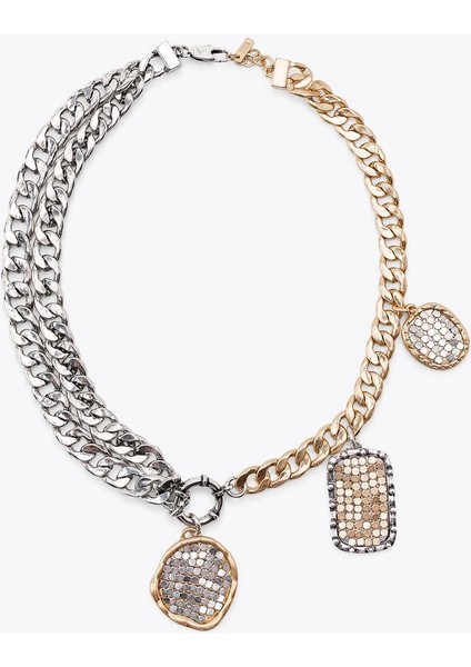 Çoklu Madalyon Charm Kolye