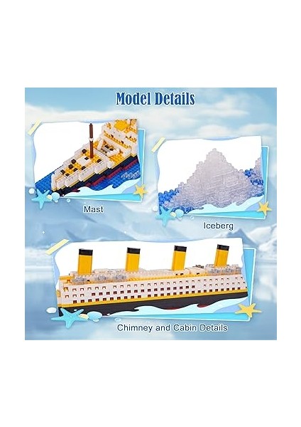 Inşaat Blokları Seti, Titanic Gemi Modeli Yapı Taşı Seti, Kendin Yap Mini Yapı Blokları Oyuncak, Öğrenme Oyuncağı, Yetişkinler ve Çocuklar Için Hediye (1860 Adet) fırsatları
