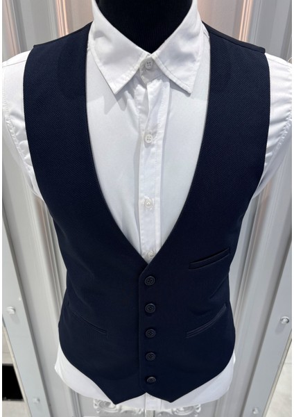 Erkek V Yaka Slim Fit Full Kumaş Yelek fırsatları