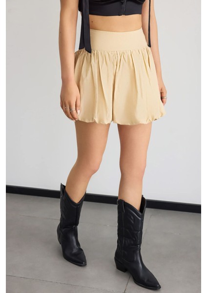 Kadın Mini Şortlu Balon Etek Bej Doğal fiyatları