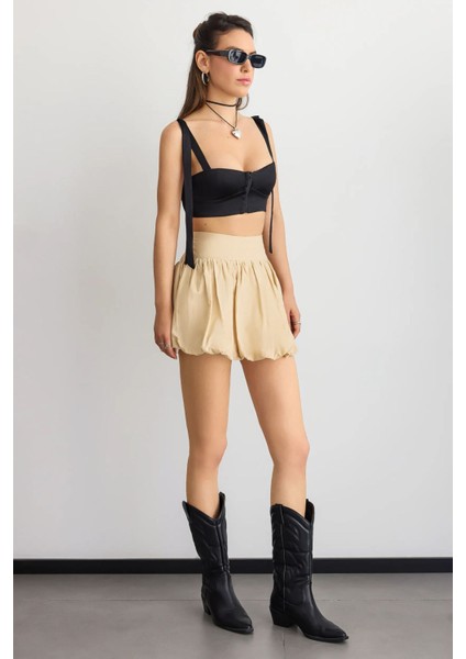 Kadın Mini Şortlu Balon Etek Bej Doğal modelleri
