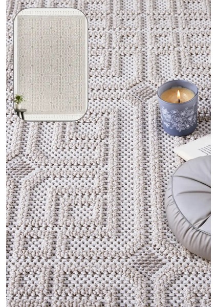 Valverde Krem ve Bej Renkli Dekoratif Model Yumuşak Bukle Sisal ve Püsküllü Makine Dokuma Halı