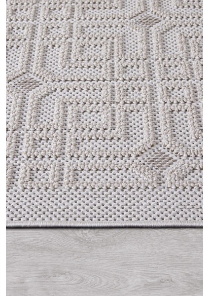 Valverde Krem ve Bej Renkli Dekoratif Model Yumuşak Bukle Sisal ve Püsküllü Makine Dokuma Halı