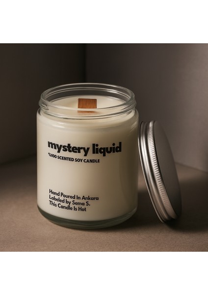 : Mystery Liquid : Cam Kavanozda Kokulu %100 Soya Mum (Amber, Sedir Ağacı, Tarçın, Sandal Ağacı,vanilya)
