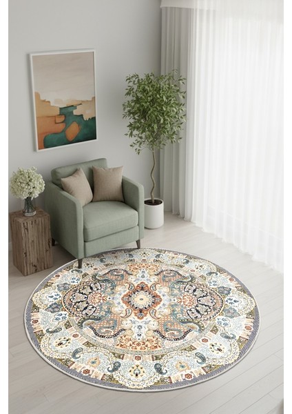 Zeminde Bir Dönüş Yuvarlak Medalyonlu Halı Tasarımı - Kaymaz Taban modelleri