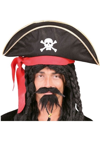 Zeroshop Karayip Korsanları Kaptan Jack Kadife Korsan Şapkası Yetişkin