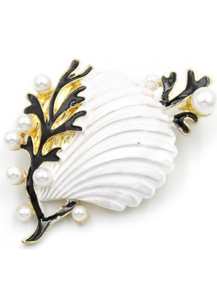 Ieg Deniz Kabuğu Broş - Beyaz