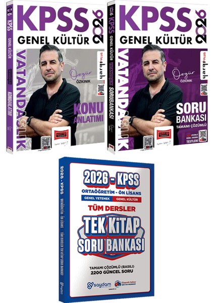 2026 Kpss Vatandaşlık Konu Anlatımı ve Soru (Özgür Özkınık) - Ortaöğretim Ön Lisans Tek Kitap Soru