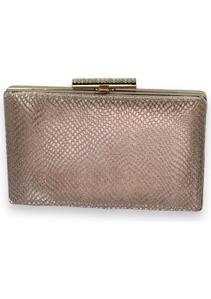 Altın Gold Renk Lazer Desenli Abiye Çanta Gece Çantası Düğün Nişan Kına Çantası Portföy Clutch